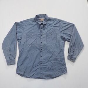 Vintage Banana Republic Shirt Mens Large Blue Chambray Safari Long Sleeve Snap